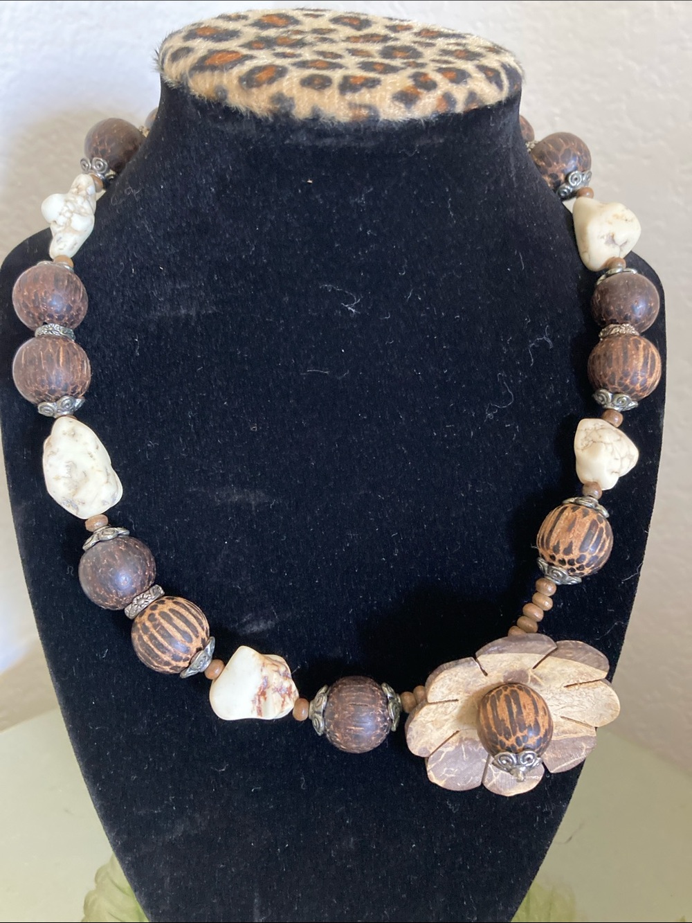 Boho Natural Brown and Cream Statement Necklace